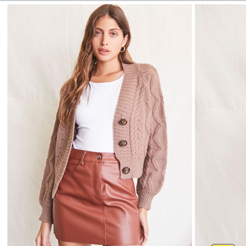 Cable knit cardigan sweater